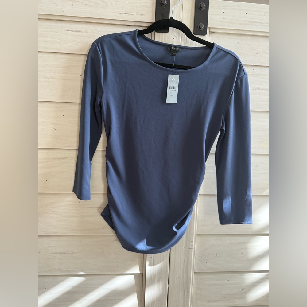 Ann Taylor Long Sleeve Top in Slate Blue